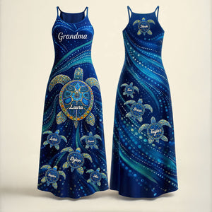 Turtle Grandma Suspender Maxi Dress - Personalized Mother's Day Gifts 01huti180326