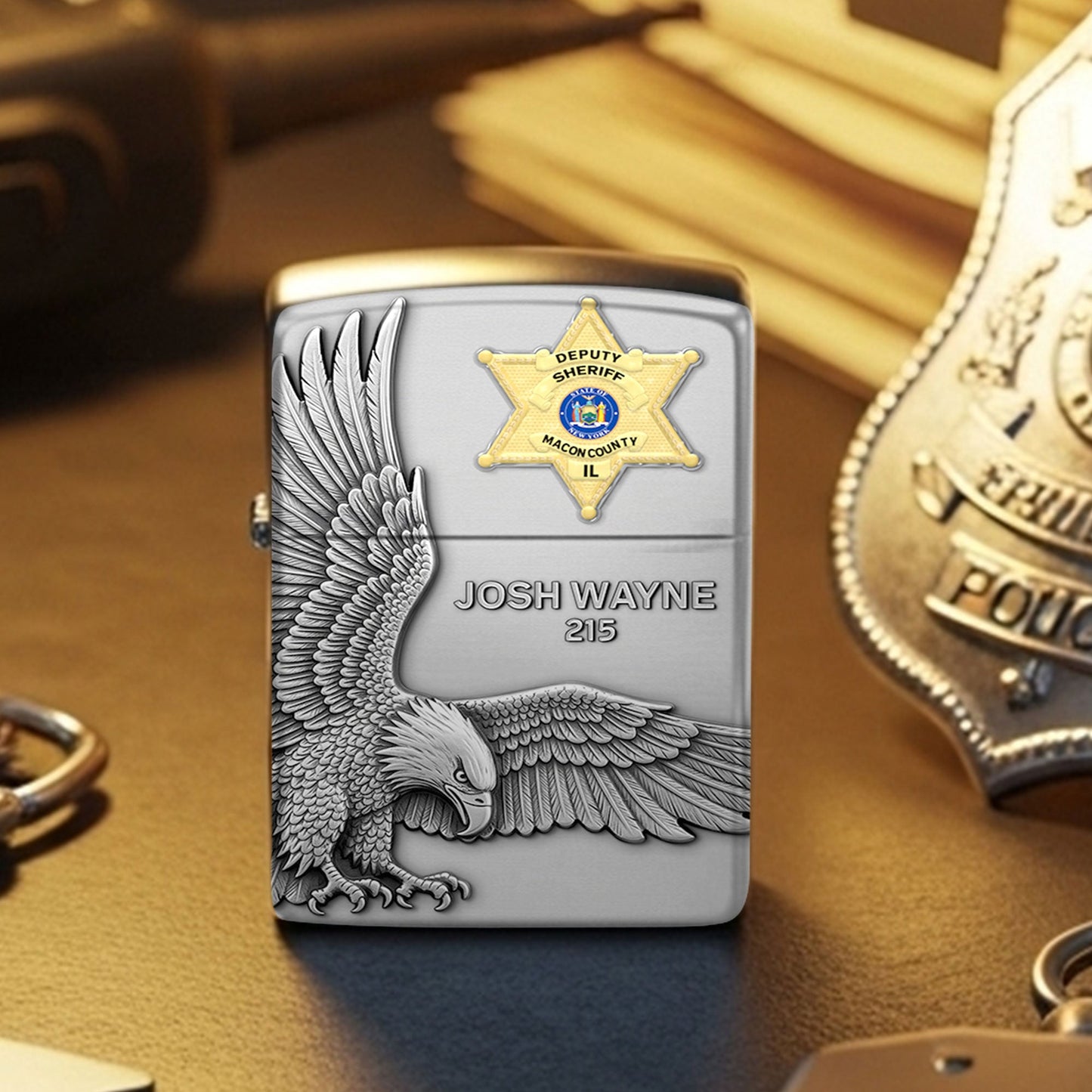 American Hero Police Lighter, Personalized Gifts For Police Officer, Captain, Sheriff,... 02qhti250825