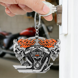 Motorcycle Engine Evil Skull Keychain - Personalized Gifts For Biker 03qhti120625