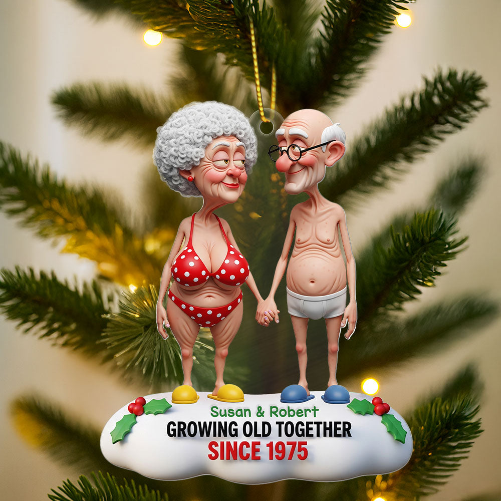 Funny Old Couple Ornament - Personalized Gifts For Couple 01nati290825