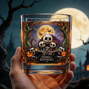Spooky Dad and Kids Round Glass - Personalized Gifts For Father's Day 01toti280426