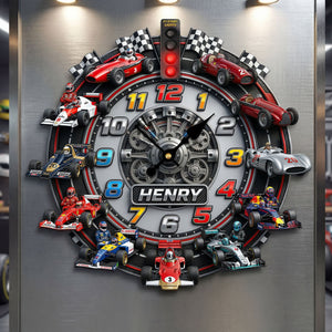 Racing Cars Acrylic Hanging Wall Clock - Personalized Gifts For Racing Lovers 04huti160326