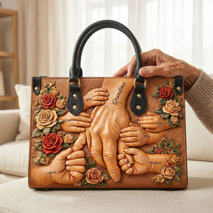 Grandma Holding Hands Leather Bag - Personalized Gift For Grandma 03HUTI070226