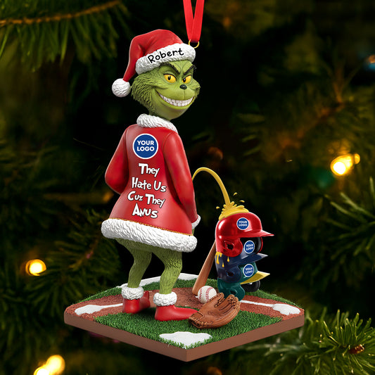 Naughty Green Monster Personalized Gifts For Baseball Lovers Christmas Ornament 02huti011025
