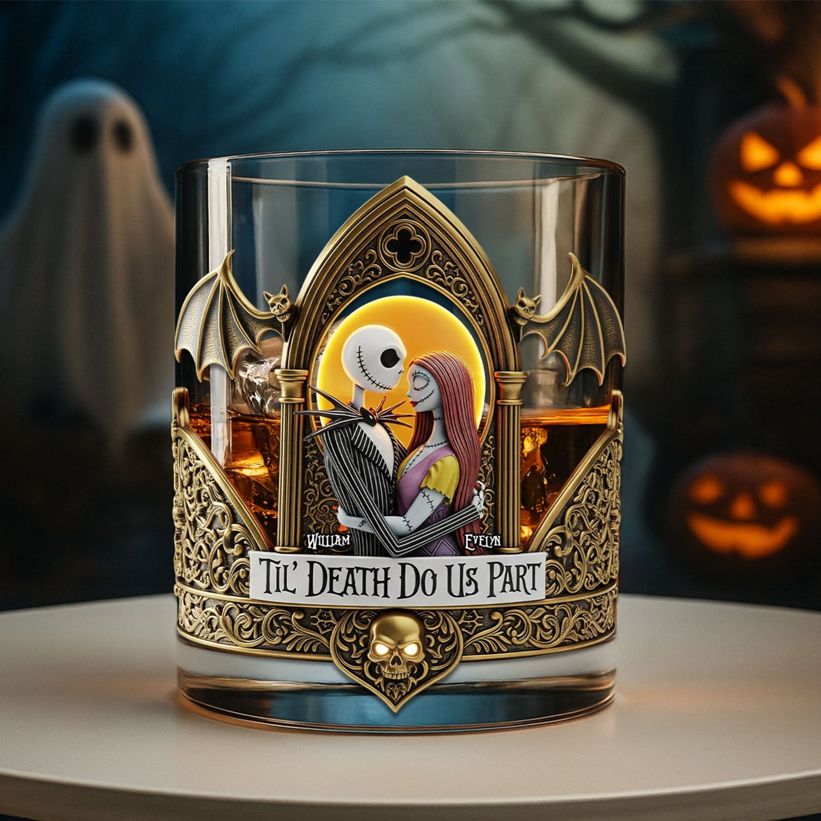 Spooky Couple Whiskey Glass - Personalized Gifts For Couple 04ohti190825