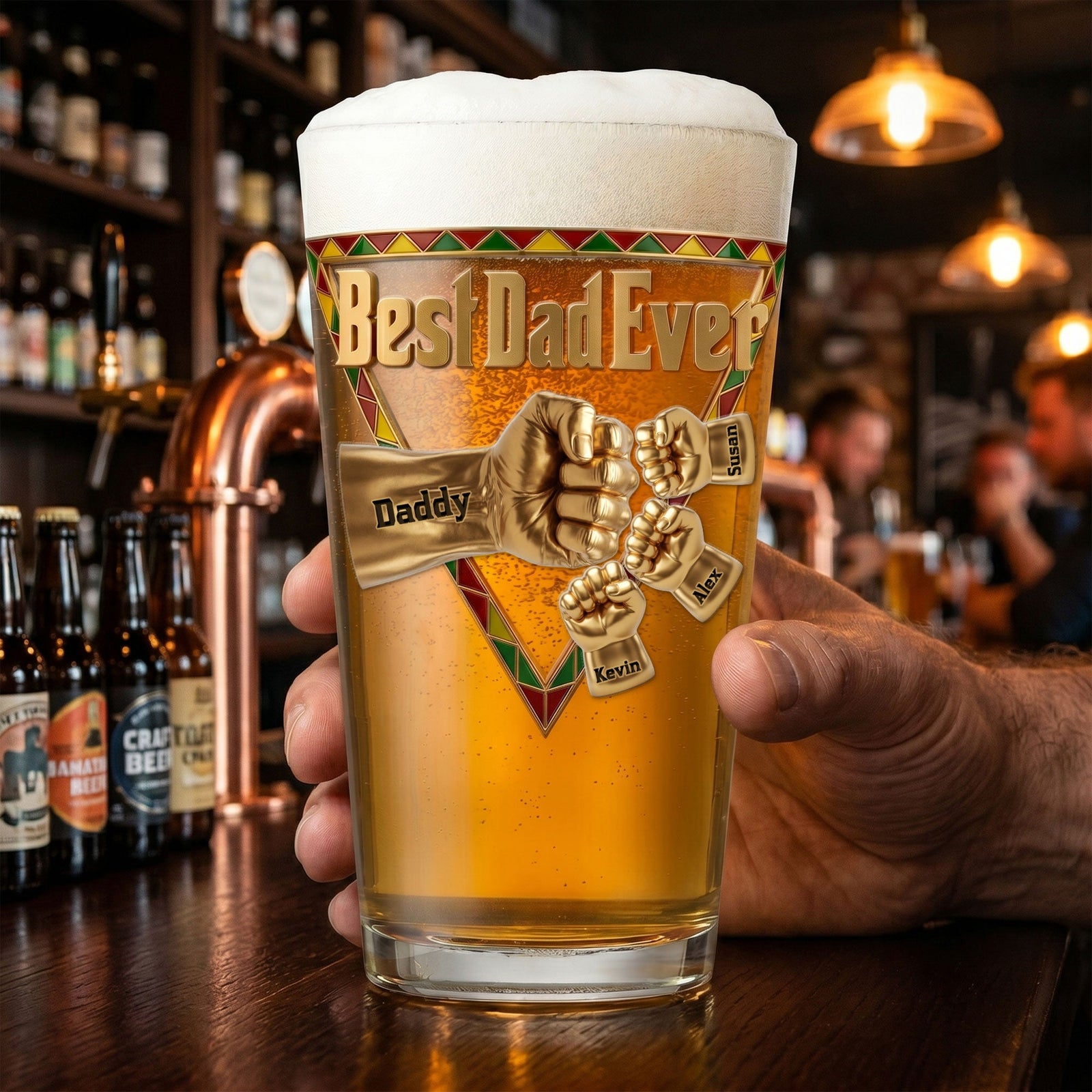 The Black Father Beer Glass - Personalized Gifts For Dad 06huti230526
