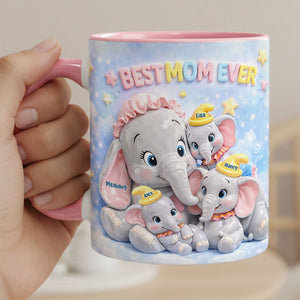 Elephant Mom And Kids Coffee Accent Mug - Personalized Gifts For Mother's Day Coffee Mug 02HUTI050226