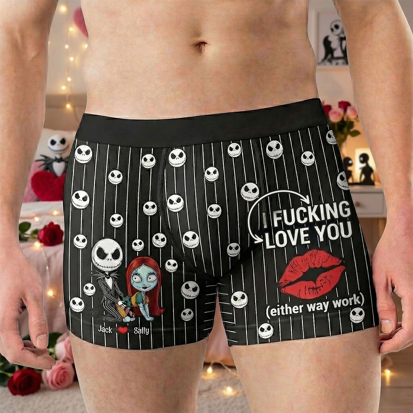 Funny Spooky Couple Boxer - Personalized Gifts For Husband Men's Boxers 03TGTI120125