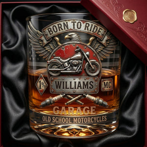 Born To Ride 11oz Round Glass - Personalized Gifts For Bikers 03pati300326 - Glass - GoDuckee