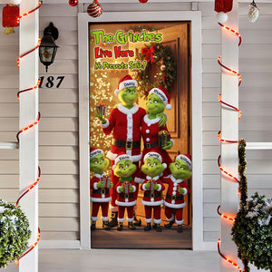 Green Monster Family Door Cover - Personalized Gifts For Family Christmas Door Cover 06PGTI011125