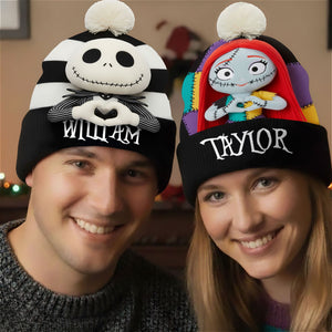 Spooky Couple Bobble Beanie Hat - Personalized Gifts For Couple 01nati260925