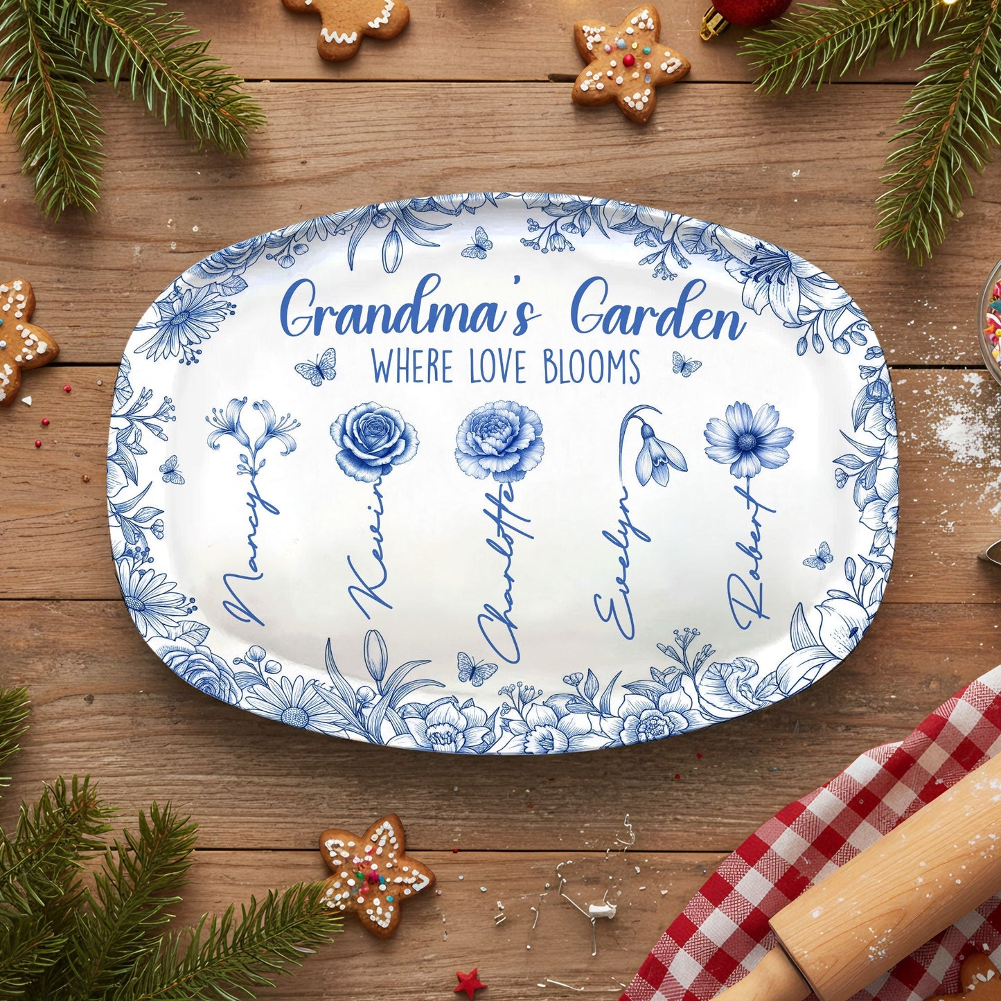 Birth Month Flowers Plate - Personalized Gifts For Grandma 05pgti190925 - Plates - GoDuckee