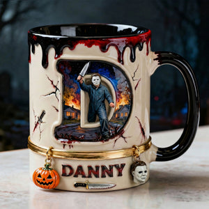 Horror Guy Alphabet Initial Letter Accent Mug, Personalized Gifts For Horror Fan 05QHTI120126