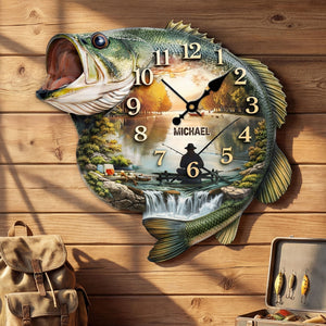 Fishing Lake Scene Acrylic Clock  – Personalized Gifts For Fishing Lovers 01huti240126