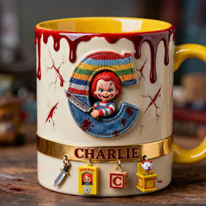 Playful Horror Alphabet Initial Letter Accent Mug, Personalized Gifts For Horror Fan 01QHTI130126