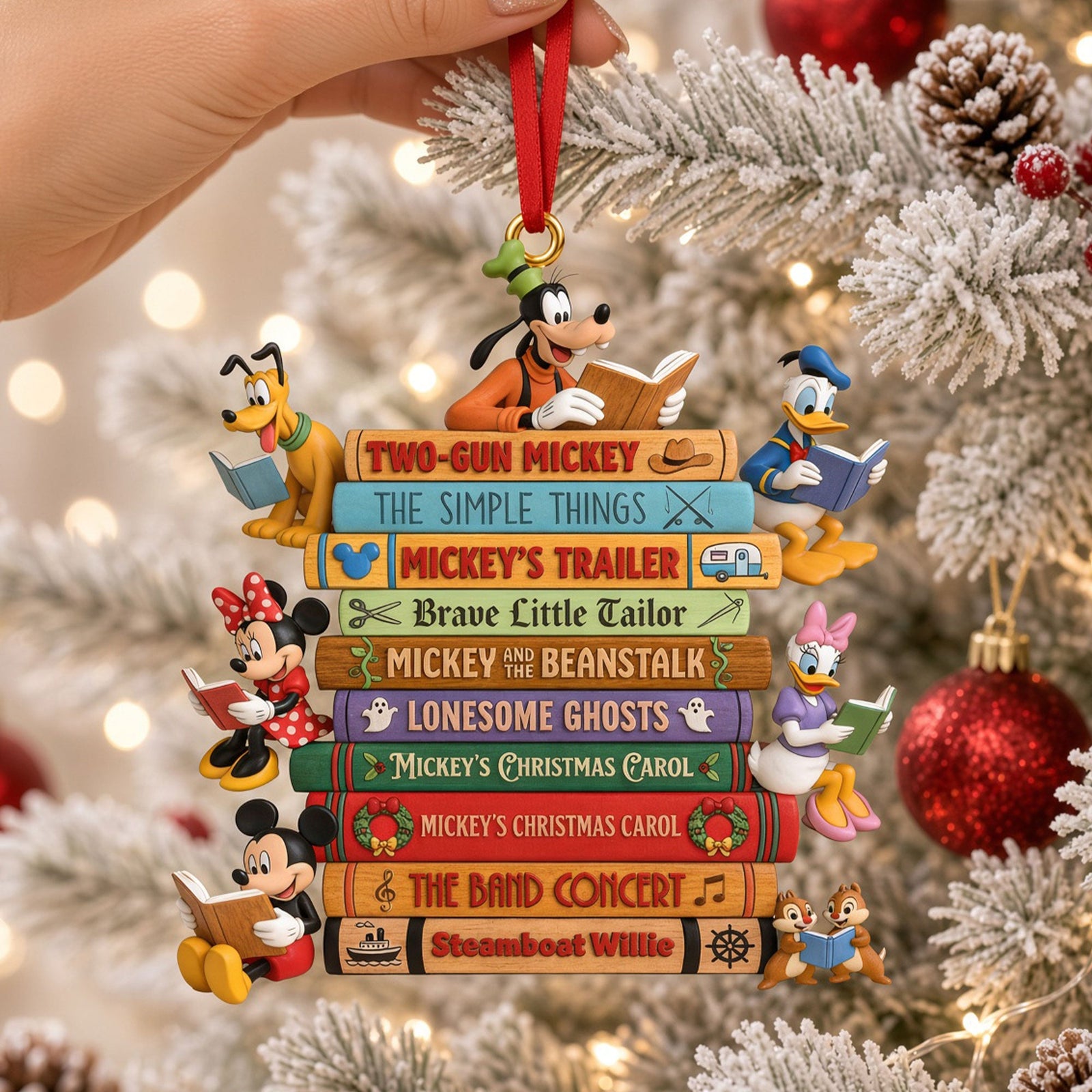 Cartoon Bookstack Ornament - Personalized Gifts For Childhood Christmas Ornament 02NATI121026