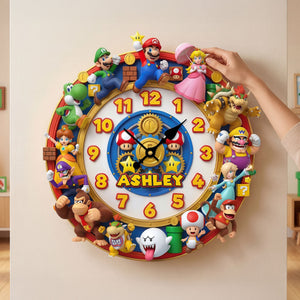 Retro Game Acrylic Hanging Wall Clock - Personalized Gifts For Game Lovers 06huti130326
