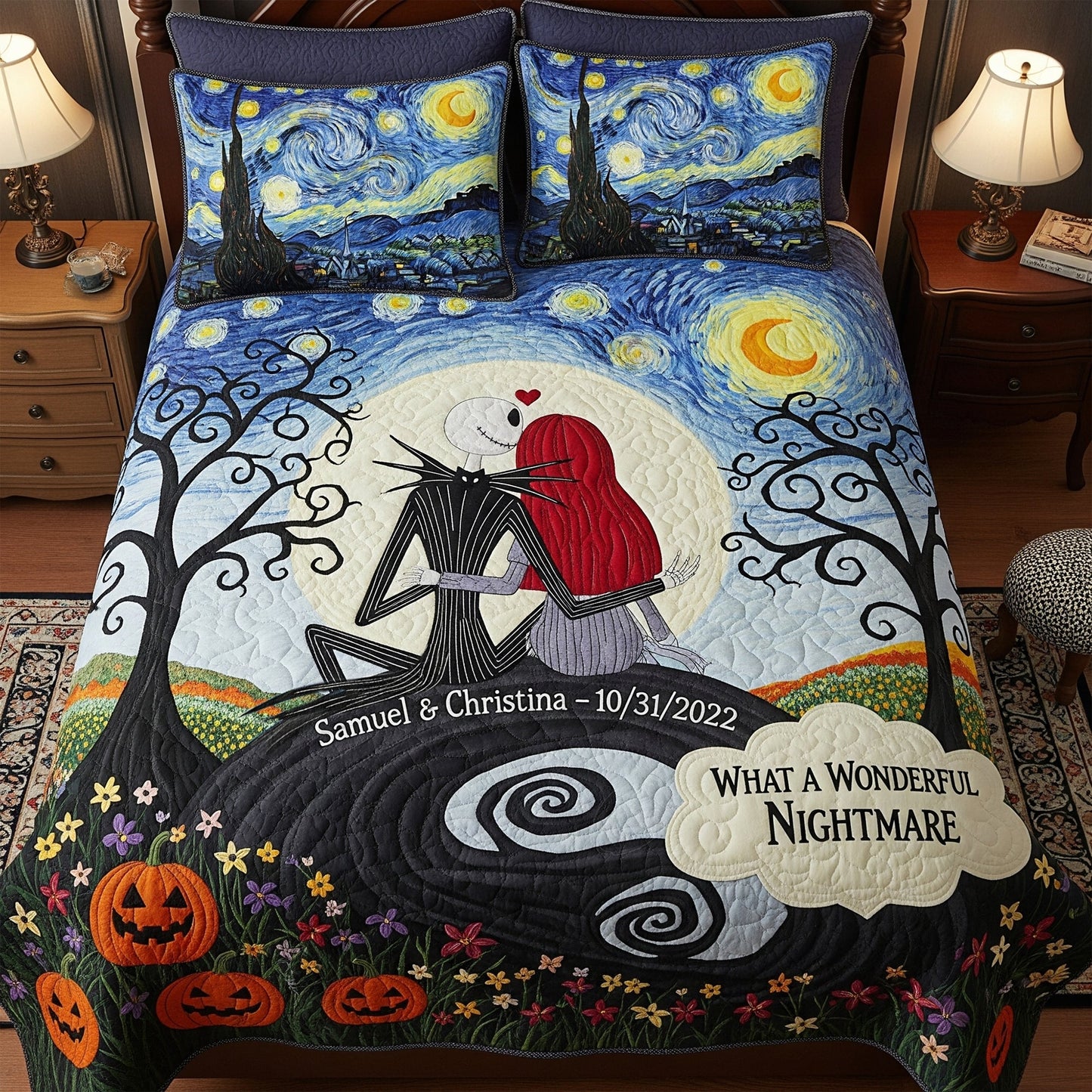 Horror Couple Quilt Bedding Set - Personalized Gifts For Couple 01qhti120825