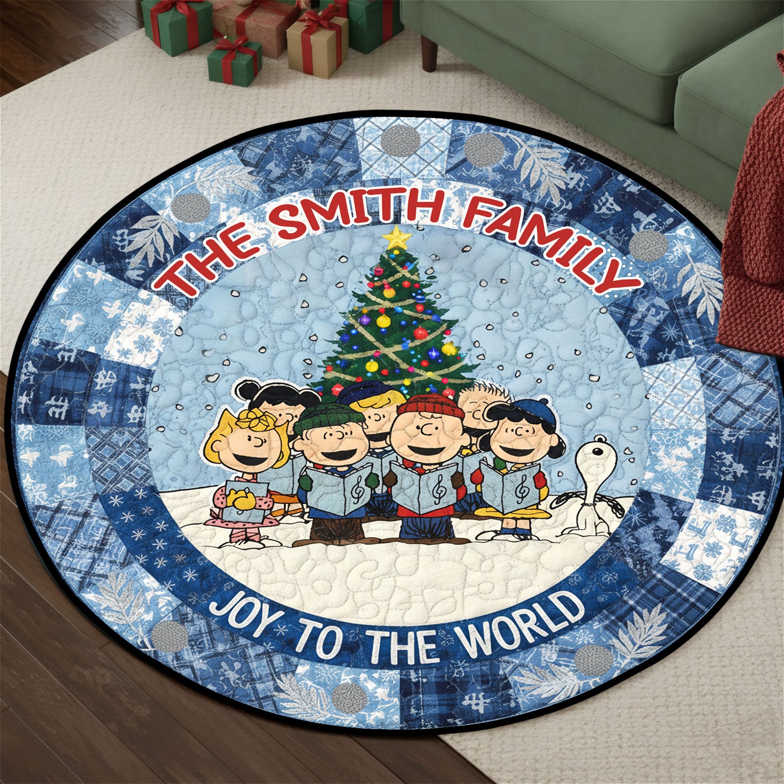 Cute Family Quilted Round Mat - Personalized Gifts For Family 01toti031025