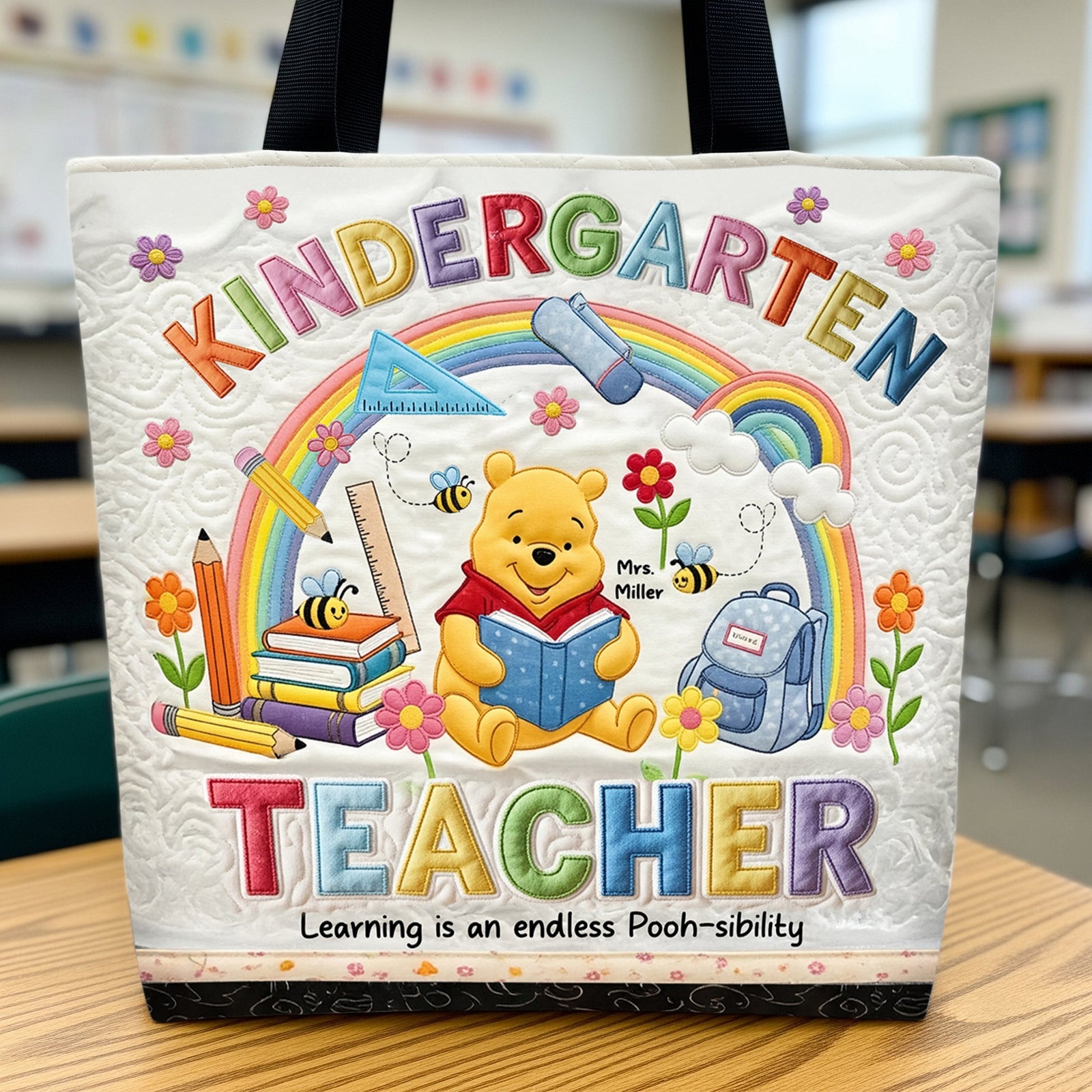 Cute Postitive Teacher Tote Bag, Personalized Gifts For Teacher 04qhti220725
