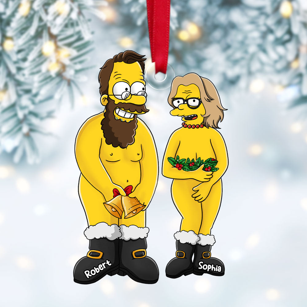 Personalized Gift For Couple Christmas Ornament Cartoon Funny Couple 061ACTI041124HG - Ornament - GoDuckee