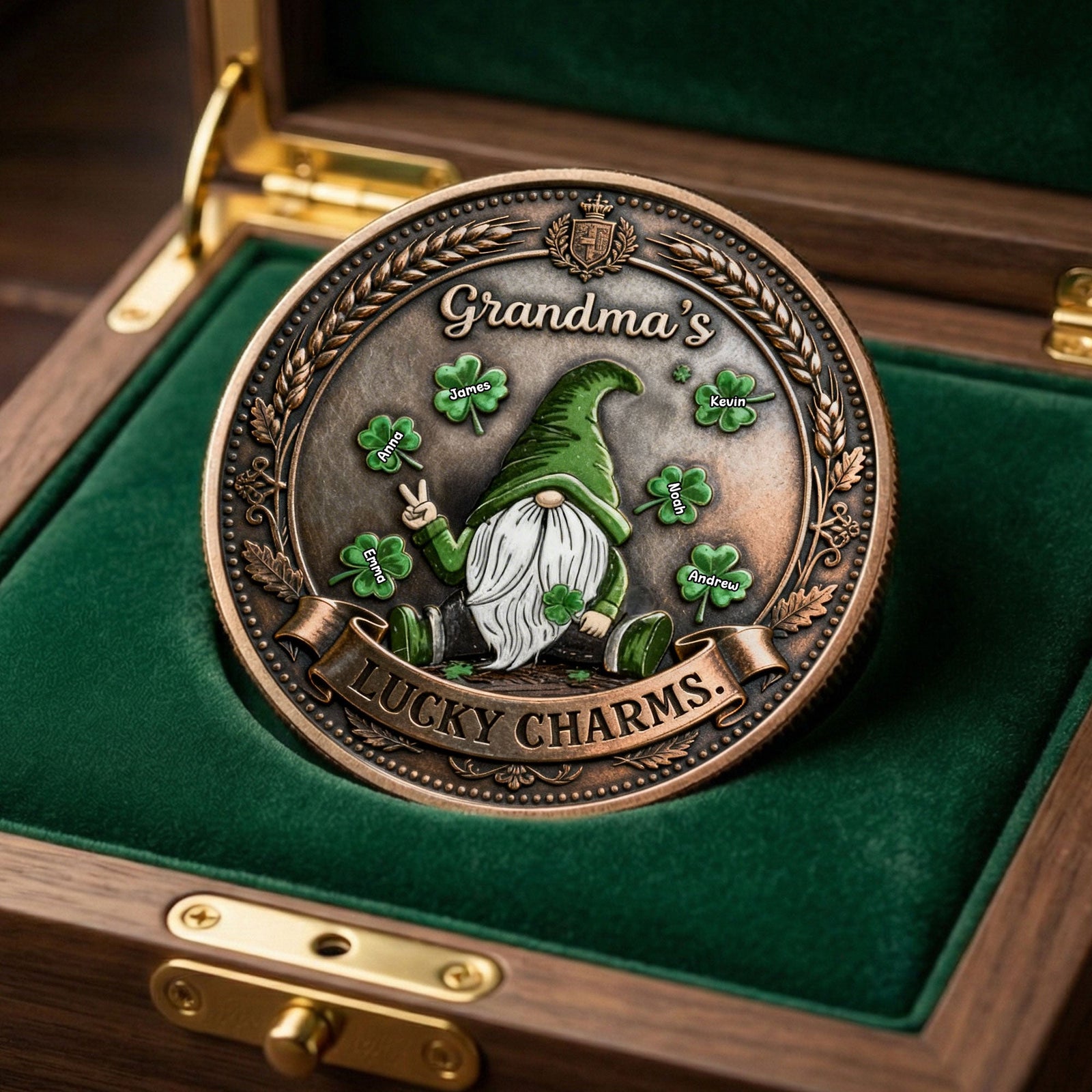 Grandma's Lucky Charms Metal Coin - Personalized Gift For Grandma 03TOTI130226 - Coin - GoDuckee