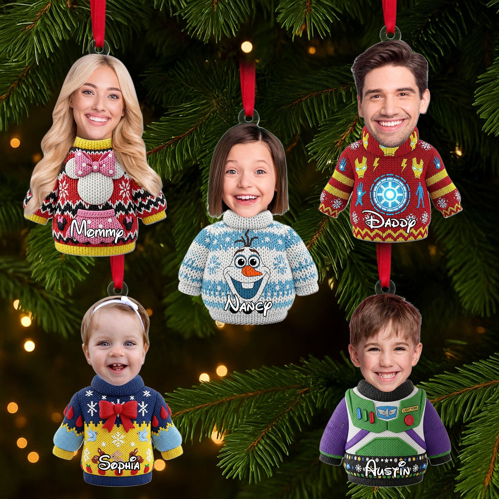 Cute Christmas Sweater Ornament - Custom Photo Gifts For Family 04qhti270825