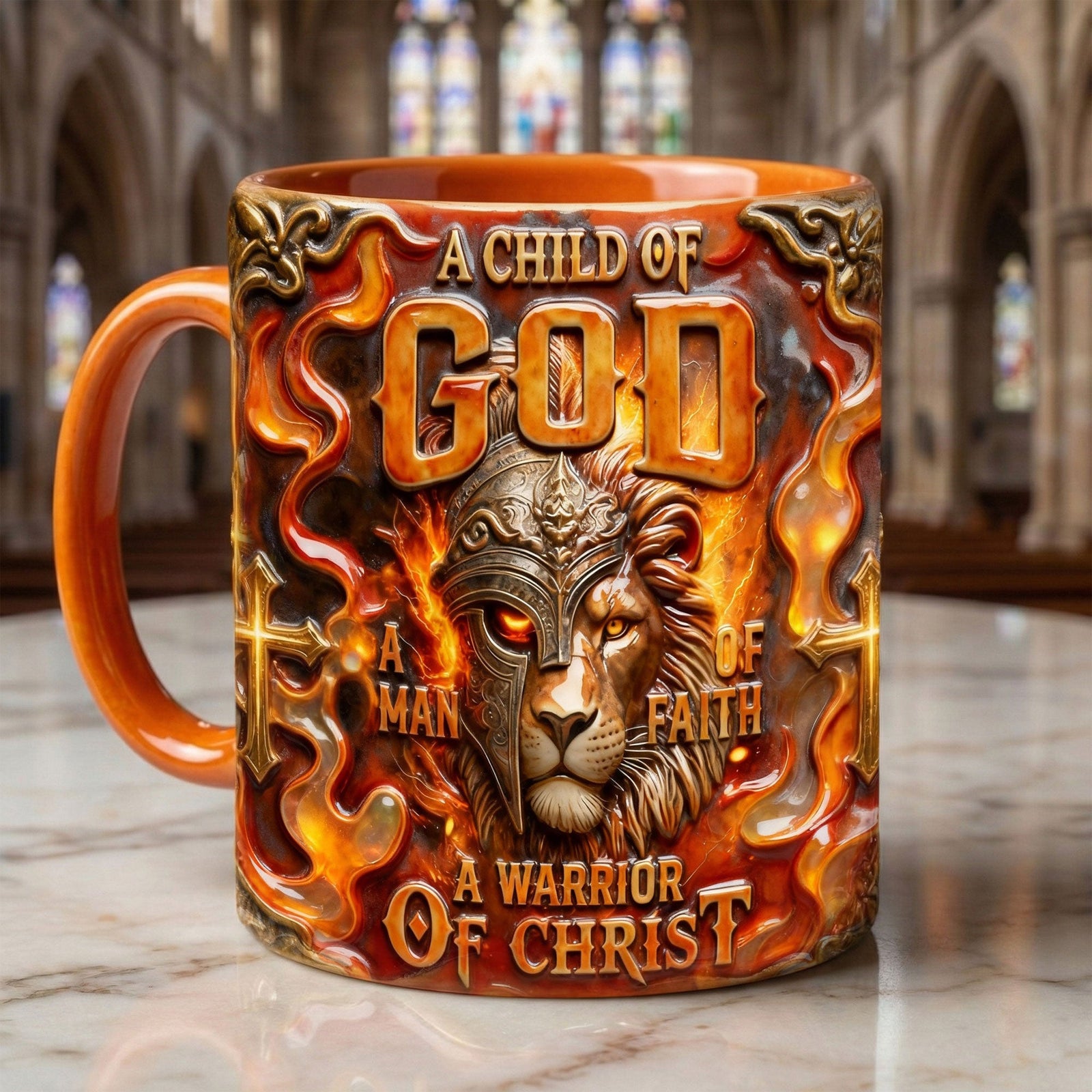 Lion Of Judah Warriors In Fire Accent Mug, Personalized Gifts For Christians 01qhti200126
