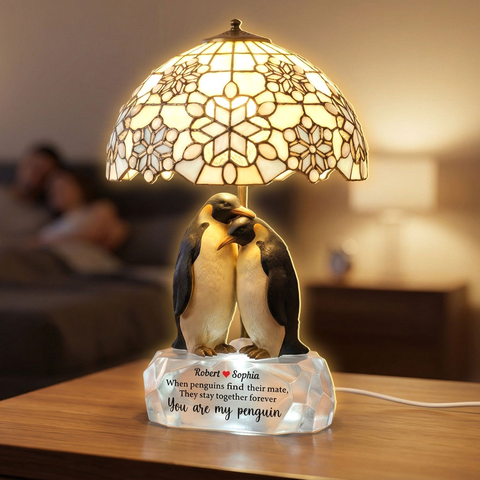 Always Us Penguin Acrylic Light Box – Personalized Gifts For Couples 05NATI100226