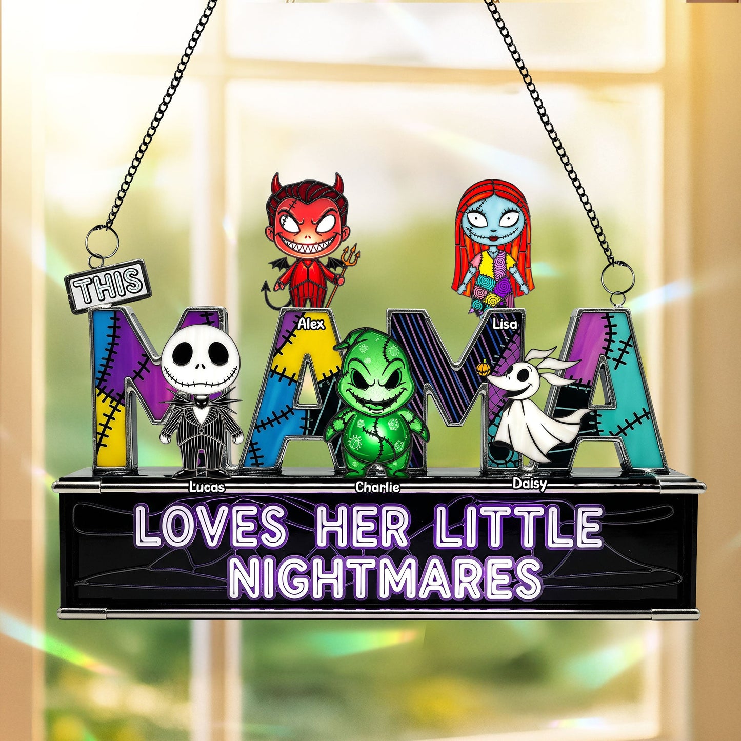 Spooky Mom And Kids Suncatcher - Personalized Gifts For Mom 04ohti030925-Homacus