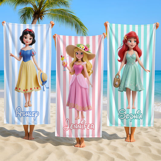 Summer Vibe Princess Beach Towel - Personalized Gifts For Her 02pgti260725