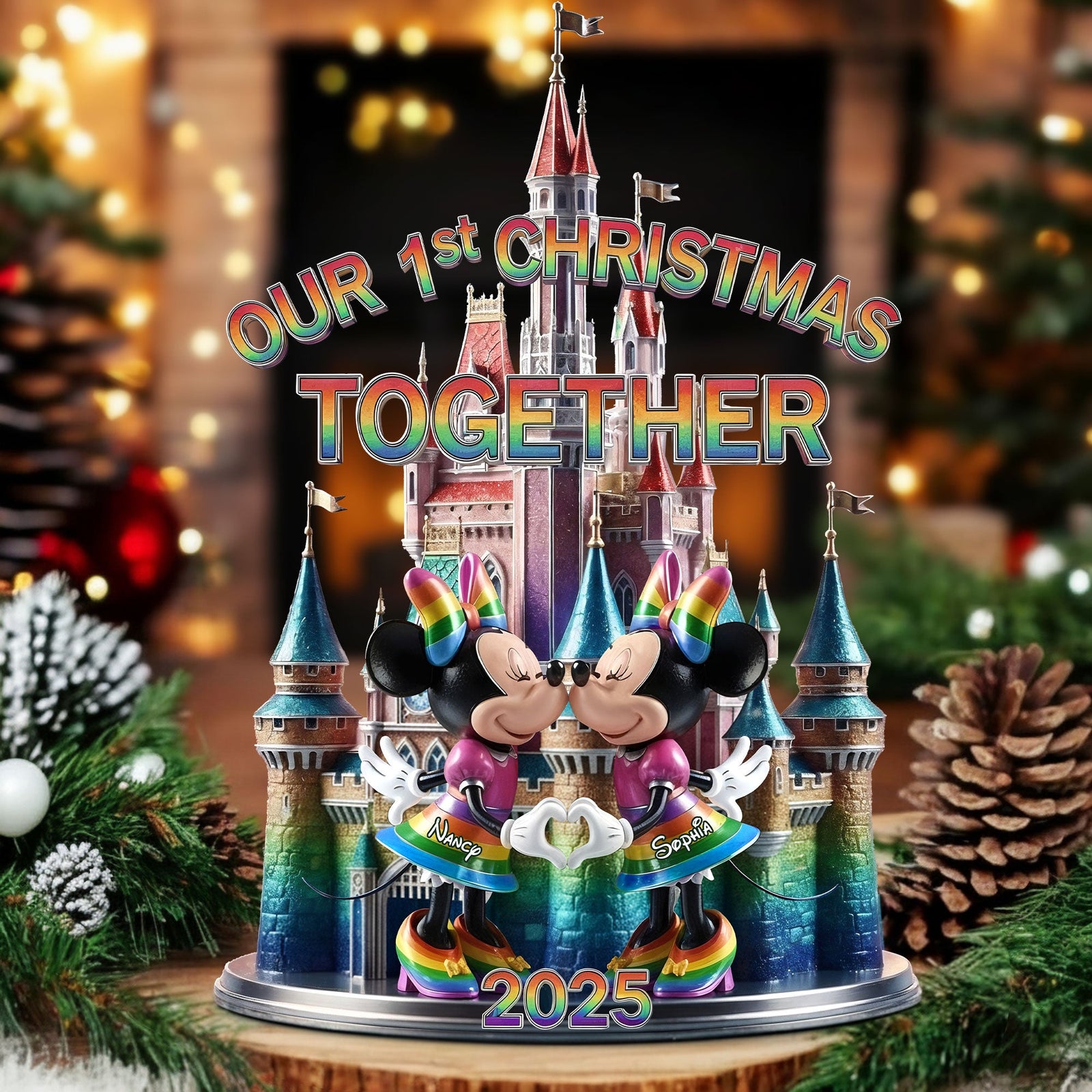 Pride First Christmas Together Acrylic Plaque, Personalized Gifts For LGBT Couple 03qhti051025