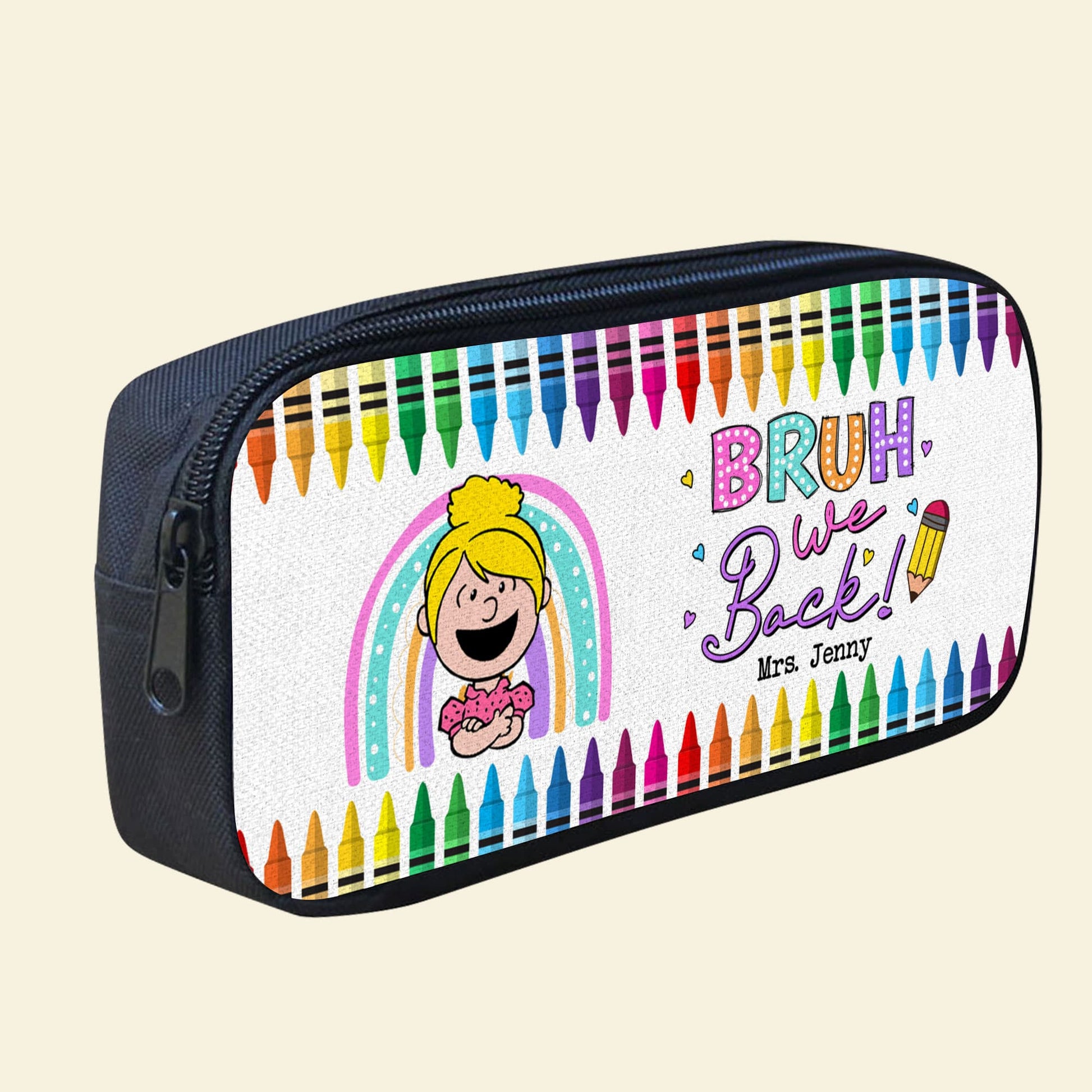 Personalized Gifts For Teacher Pencil Case 03xqti110724 Rainbow Crayon Colorful-Homacus
