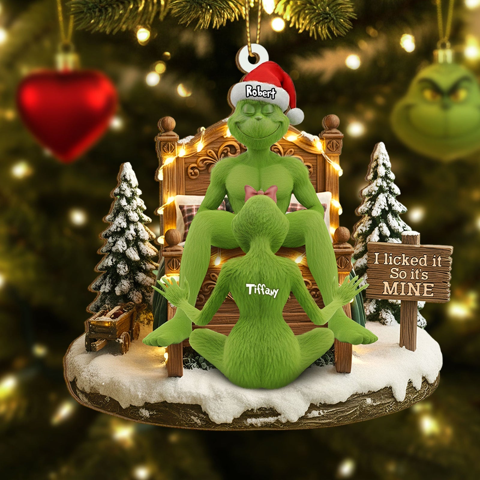 Naughty Green Couple Ornament - Personalized Gifts For Couple 03tgti120925