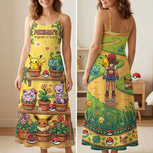Pixel Monster Garden Suspender Maxi Dress - Personalized Gifts For Mom 01pati200326