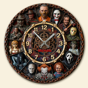 Horror Fans Wall Clock - Personalized Gifts For Villain Fans 1 Layer Acrylic Hanging Wall Clock 06HUTI270226
