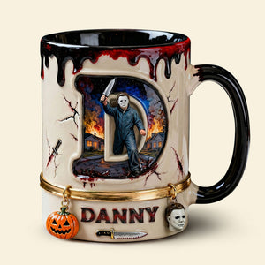 Horror Guy Alphabet Initial Letter Accent Mug, Personalized Gifts For Horror Fan 05QHTI120126