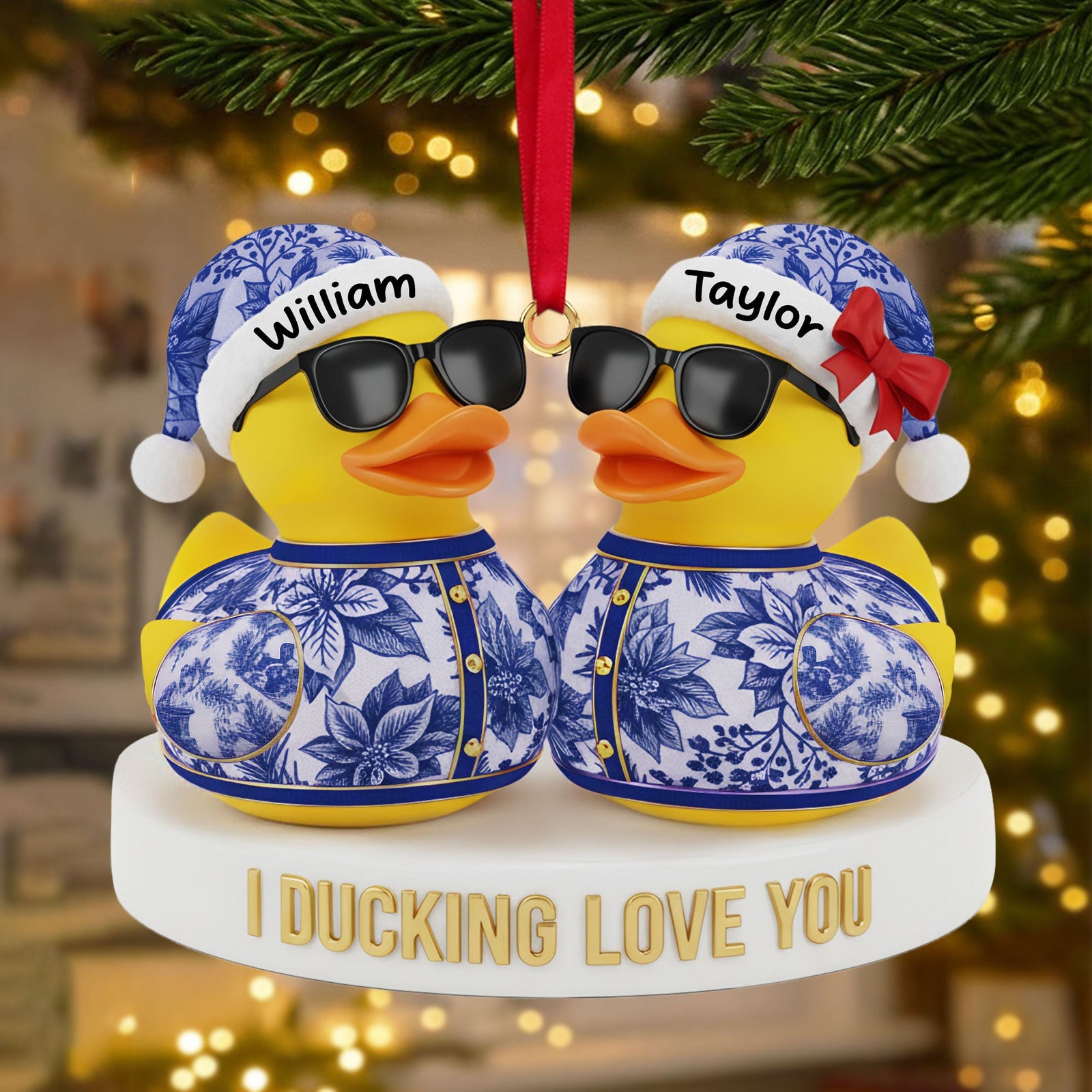 Couple Duck Christmas Ornament Personalized Gifts For Couple 01PGTI211025