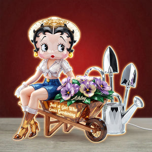 Retro Garden Girl Acrylic Light Box - Personalized Gift For Gardening Lovers 01PATI091225