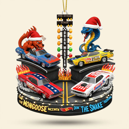 Festive Rivalry Christmas Ornament, Personalized Gifts For Drag Racing Lovers 05qhti150925