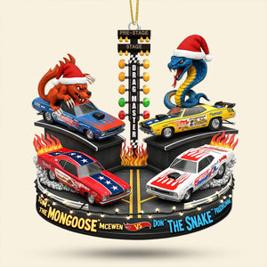 Festive Rivalry Christmas Ornament, Personalized Gifts For Drag Racing Lovers 05qhti150925