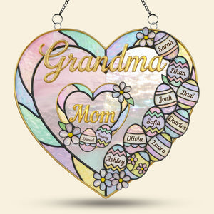 Mom & Grandma Heart Suncatcher Ornament - Personalized Easter Gifts 01HUTI120226