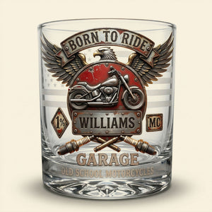 Born To Ride 11oz Round Glass - Personalized Gifts For Bikers 03pati300326 - Glass - GoDuckee