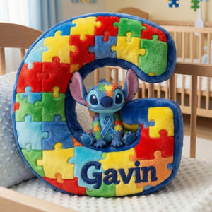 Cute Autism Alphabet Initial Letter Shaped Pillow, Personalized Gifts For Autism Kid 02QHTI011225