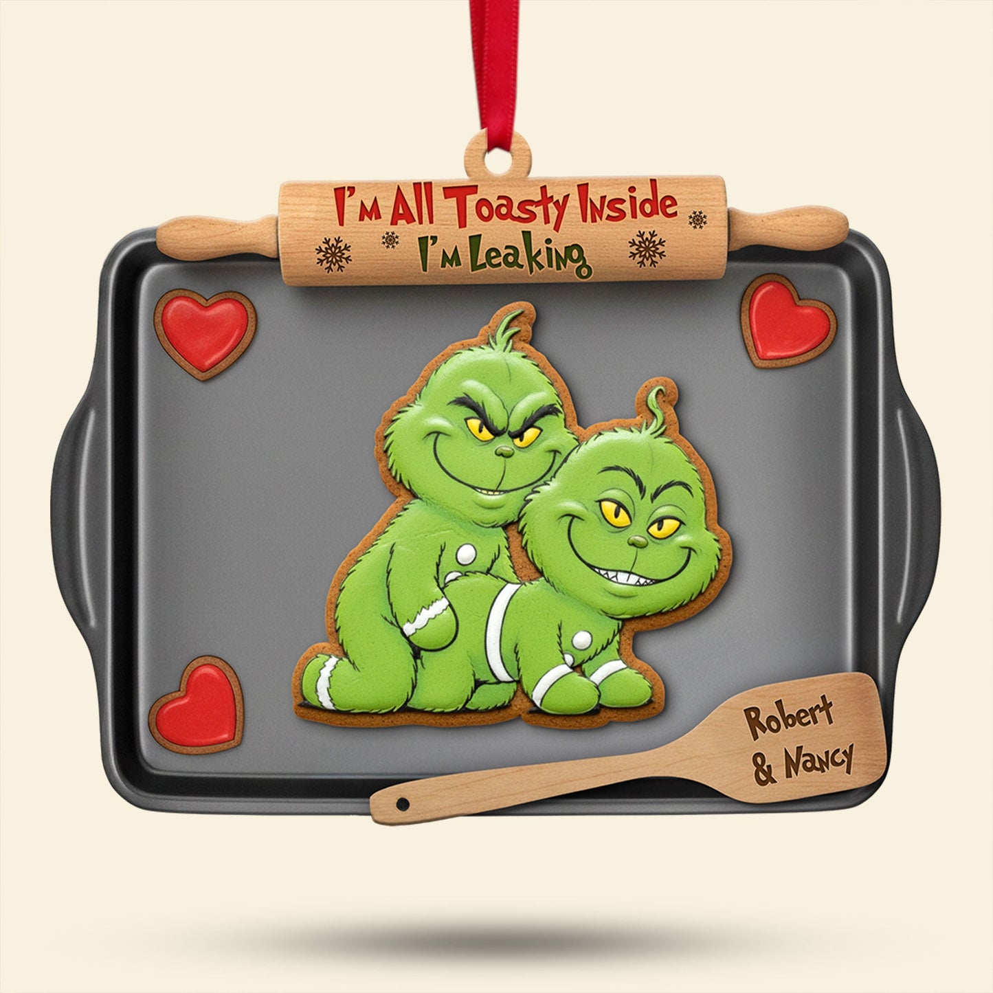 Mischievous Green Gingerbread Couple Ornament, Personalized Gifts For Couple 02qhti180925