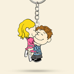 Couple Keychain - Embracing In Love - Personalized Anniversary Gifts For Couple