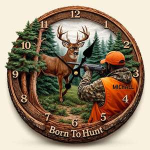 Hunting Lover Clock - Personalized Gifts For Hunter 1 Layer Acrylic Hanging Wall Clock 01HUTI231225