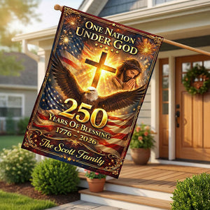 Patriotic 250th Anniversary Christian House Flag - Personalized Gifts For Christians 02HUTI260226