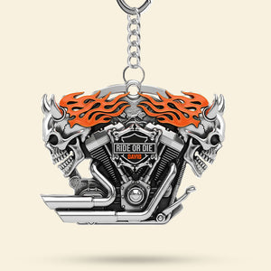 Motorcycle Engine Evil Skull Keychain - Personalized Gifts For Biker 03qhti120625