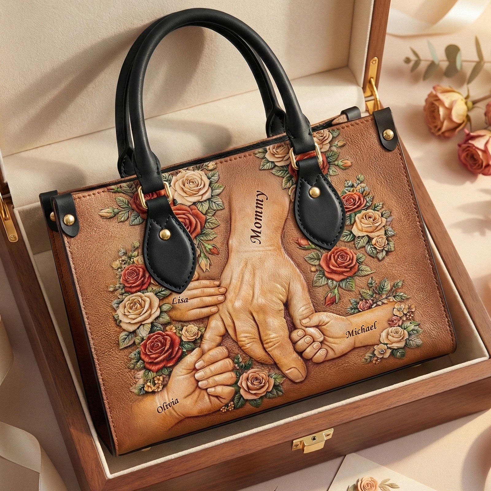 Bound By Mom’s Love Leather Bag – Personalized Gift For Mom 04HUTI240226